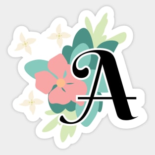 Flower A Initial Sticker